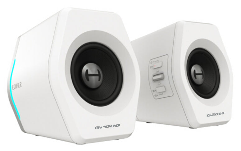 Edifier G2000 Gaming 2.0 Speakers System - Bluetooth V4.2/ USB Sound Card/ AUX Input/RGB 12 Light Effects/ 16W RMS Power White Edifier G2000 Gaming 2.0 Speakers System - Bluetooth V4.2/ USB Sound Card/ AUX Input/RGB 12 Light Effects/ 16W RMS Power White